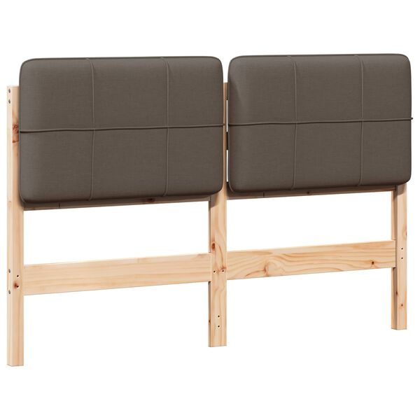 vidaXL Polstret sengegavl Brun og Taupe 140 cm Massiv fyrretr&aelig;