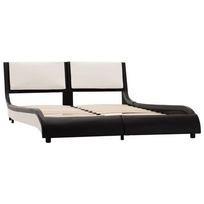 vidaXL sengestel med LED 140 x 200 cm kunstlæder sort og hvid