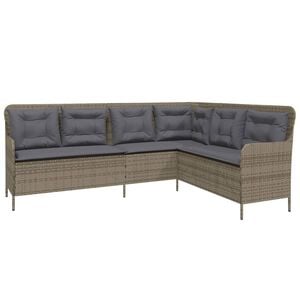 vidaXL havesofa med hynder L-formet polyrattan gr&aring;