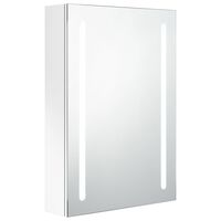 vidaXL badeværelsesskab med spejl + LED-lys 50x13x70 cm skinnende hvid