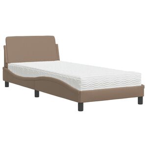 vidaXL seng med madras Dover 90x190 cm kunstl&aelig;der cappuccinofarvet