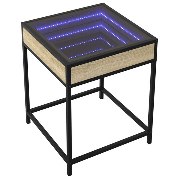 vidaXL sofabord med Infinity LED-lys 40x40x51 cm sonoma-eg