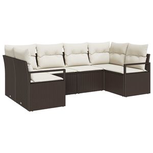 vidaXL Havesofa S&aelig;t med pude 6 pcs Brun og hvid polyrattan