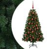 vidaXL Kunstigt juletr&aelig; med julekugler 120 cm 150 LED'er Varm hvid