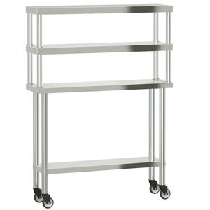 vidaXL k&oslash;kkenbord med tophylde 110x30x150 cm rustfrit st&aring;l