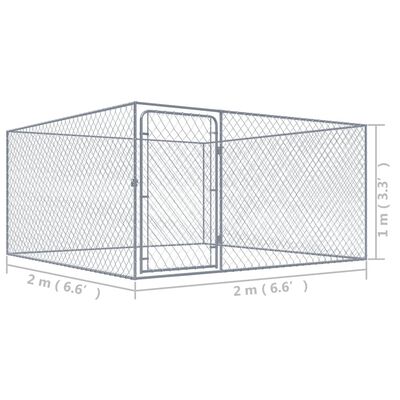 vidaXL udendørs hundeløbegård 2 x 2 x 1 m galvaniseret stål