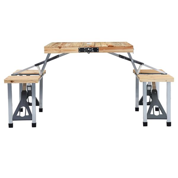 vidaXL foldbart campingbord med 4 siddepladser stål aluminium