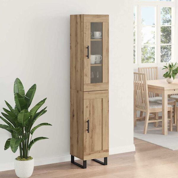 vidaXL Highboard Artisan Egetr&aelig; 34,5 x 34 x 180 cm Konstrueret tr&aelig;