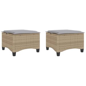 vidaXL haveskamler 2 stk. med hynder 55x55x36 cm polyrattan beige