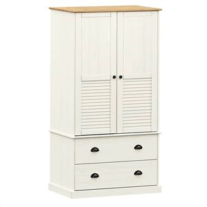vidaXL kl&aelig;deskab VIGO 90x55x170 cm massivt fyrretr&aelig; hvid