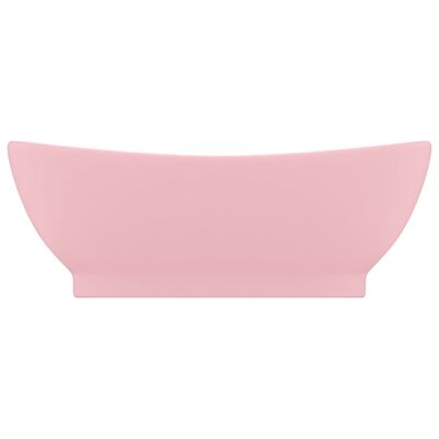 vidaXL luksuriøs håndvask med overløb 58,5x39 cm keramik oval mat pink