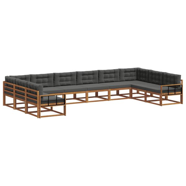 vidaXL Udend&oslash;rs sofagruppe med pude 10 pcs Naturlig og Antracit
