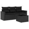vidaXL sofas&aelig;t til haven 4 dele med hynder polyrattan sort