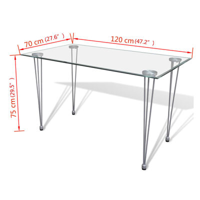 vidaXL spisebord med glasbordplade klar