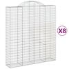 vidaXL buede gabionkurve 8 stk. 200x50x220/240 cm galvaniseret jern