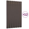 vidaXL tagplader 12 stk. 60x36 cm galvaniseret st&aring;l brun