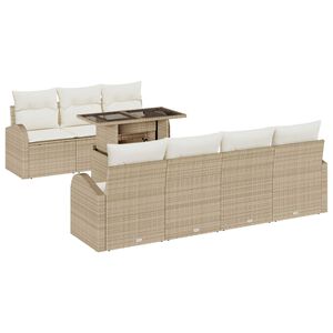 vidaXL Havesofa S&aelig;t med pude 8 pcs Beige Poly rattan