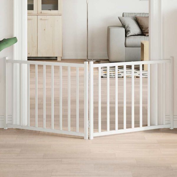 vidaXL hundel&aring;ge 2 paneler 150 cm foldbar massivt gran hvid