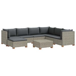 vidaXL 8 stk. Rattan Lounges&aelig;t med Puder GENDT Naturlig rattan