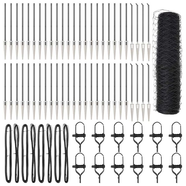 vidaXL Hegnsp&aelig;l Gr&aring; 100 x 0,6 m (50 mm net) St&aring;l og PVC