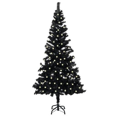 vidaXL kunstigt juletræ med LED-lys og fod 240 cm PVC sort