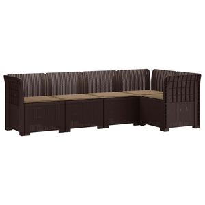 vidaXL 5-personers Havem&oslash;bel Sofa med Hynder Rattan Look PP Brun