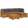 vidaXL Udend&oslash;rs sofagruppe med pude 5 Stk Brun Massivt Akacietr&aelig;