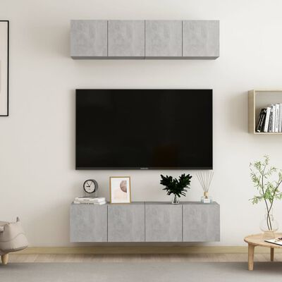 vidaXL tv-skabe 4 stk. 60x30x30 cm spånplade betongrå