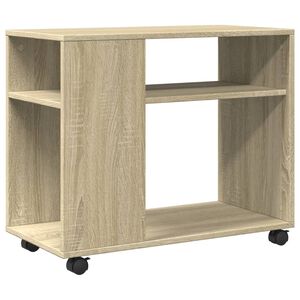 vidaXL sidebord med hjul 70x35x60 cm konstrueret tr&aelig; sonoma-eg
