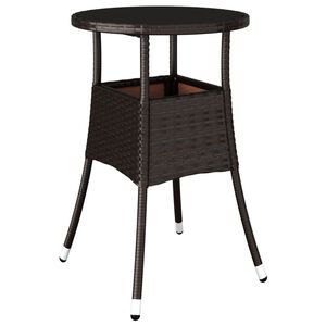 vidaXL havebord &Oslash;60x75 cm h&aelig;rdet glas og polyrattan brun