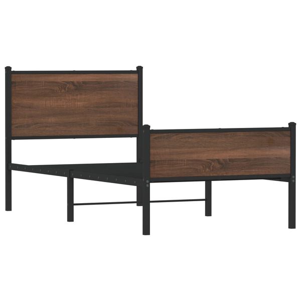 vidaXL sengeramme 90x190 cm uden madras metal brun egetr&aelig;sfarve