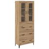 vidaXL Highboard Artisan Egetr&aelig; 69,5 x 34 x 180 cm Konstrueret tr&aelig;