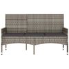 vidaXL 3-personers havebænk med hynder polyrattan grå
