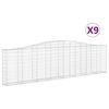 vidaXL buede gabionkurve 9 stk. 400x30x100/120 cm galvaniseret jern