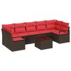 vidaXL Havesofa S&aelig;t 8 stk. 7-Antal s&aelig;der Beige og R&oslash;d polyrattan