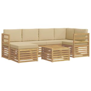 vidaXL Udend&oslash;rs sofagruppe 7 stk. Hvid og Beige Polyester