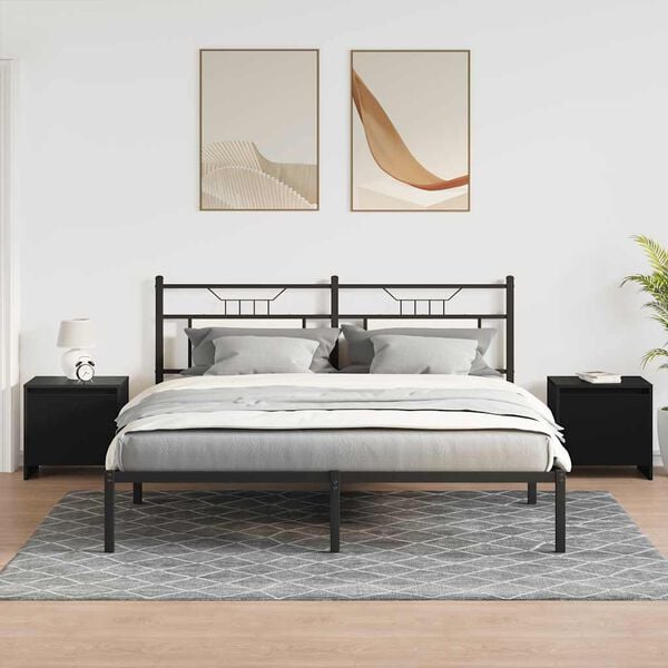 vidaXL sengeborde 2 stk. 45x34x44,5 cm konstrueret tr&aelig; sort