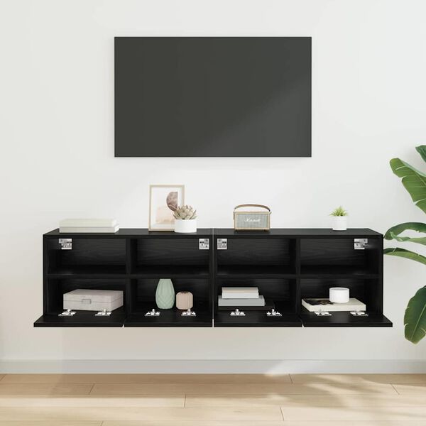 vidaXL TV V&aelig;ghylder 2 pcs Sort eg 60 x 30 x 30 cm Konstrueret tr&aelig;