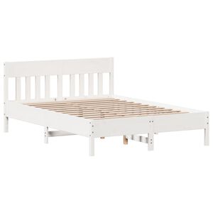 vidaXL sengeramme uden madras 135x190 cm massivt fyrretr&aelig; hvid
