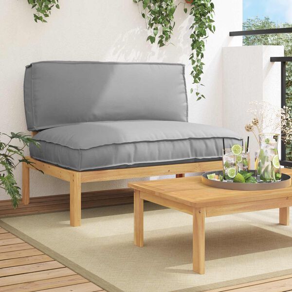 vidaXL Sofa S&aelig;t med pude Gr&aring; 120 x 92 x 69 cm Massivt Akacietr&aelig;