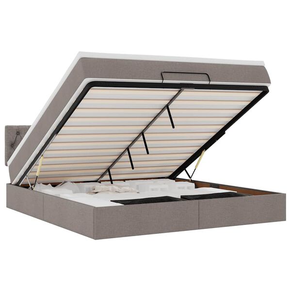 vidaXL osmannisk sengeramme med madras 160x200 cm stof gr&aring;brun