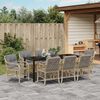 vidaXL Have Spisebordss&aelig;t med pude 9 pcs Beige polyrattan