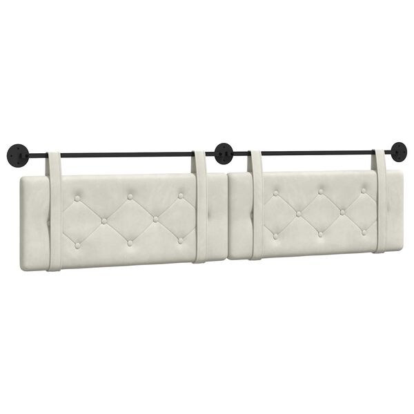 vidaXL H&aelig;ngende Hovedgavl V&aelig;gmonteret Creme 210 x 55 x 5 cm Fl&oslash;jl