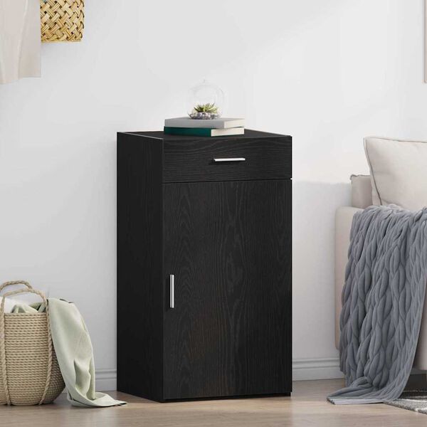 vidaXL Sideboard med skuffe Sort eg 50 x 42,5 x 93 cm