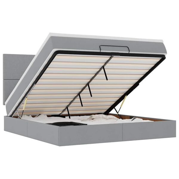 vidaXL osmannisk sengeramme med madras 180x200 cm stof lysegrå