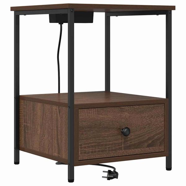 vidaXL Natskab med skuffe Brun eg 42 x 41 x 56 cm Konstrueret tr&aelig;