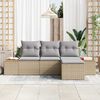vidaXL Havesofa S&aelig;t med pude med pude 4 pcs Beige polyrattan