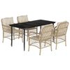 vidaXL spisebordss&aelig;t til haven 5 dele med hynder polyrattan beige