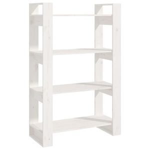 vidaXL bogreol/rumdeler 80x35x125 cm massivt fyrretr&aelig; hvid
