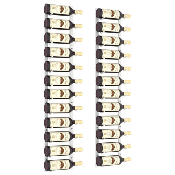 vidaXL væghængte vinreoler 2 stk. til 12 flasker jern hvid